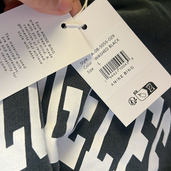 NEW NWT Anine Bing RAMONA SWEATSHIRT LOS ANGELES WASHED BLACK size L - Picture 7 of 9